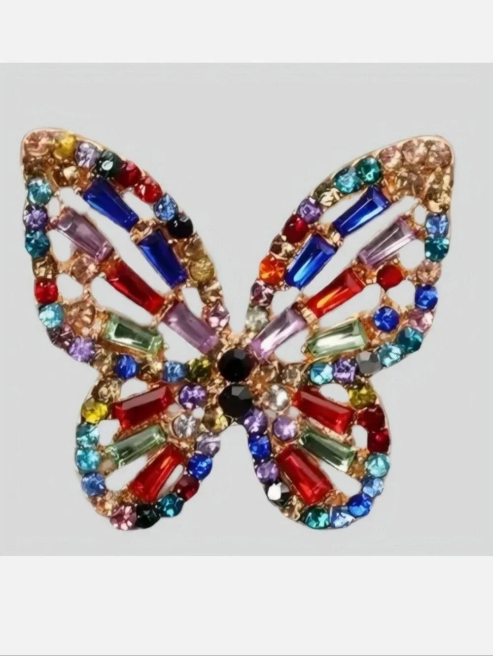 Butterfly Earrings Large Colorful Multicolor Crystal Encrusted Fashion Jewelry - Picture 2 of 6